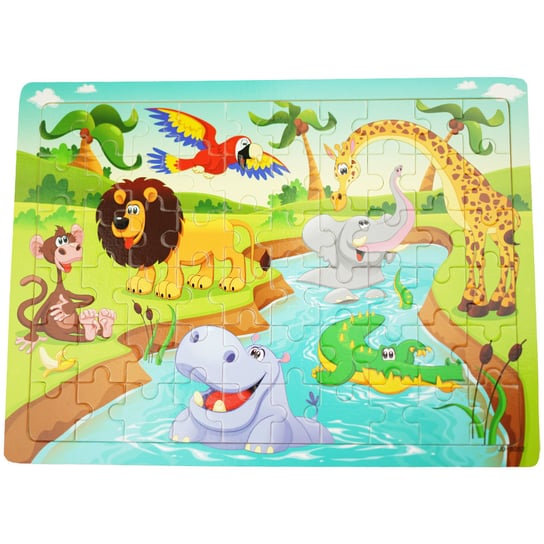 Drewniana kolorowa układanka puzzle  zwierzęta KinderSafe