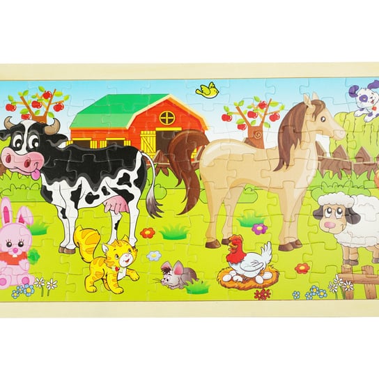 Drewniana kolorowa układanka puzzle Zwierzęta domowe KinderSafe