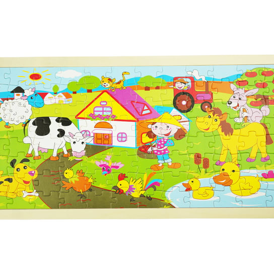 Drewniana kolorowa układanka puzzle zwierzęta farma KinderSafe