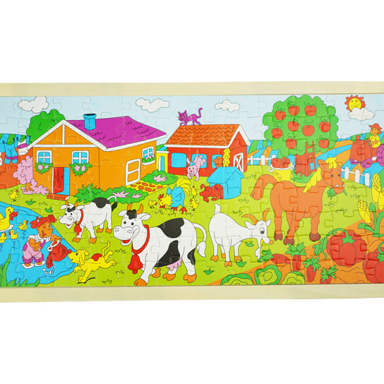 Drewniana kolorowa układanka puzzle Zwierzęta sad KinderSafe