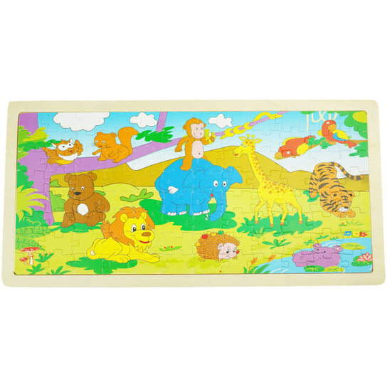 Drewniana kolorowa układanka puzzle zwierzęta zoo KinderSafe