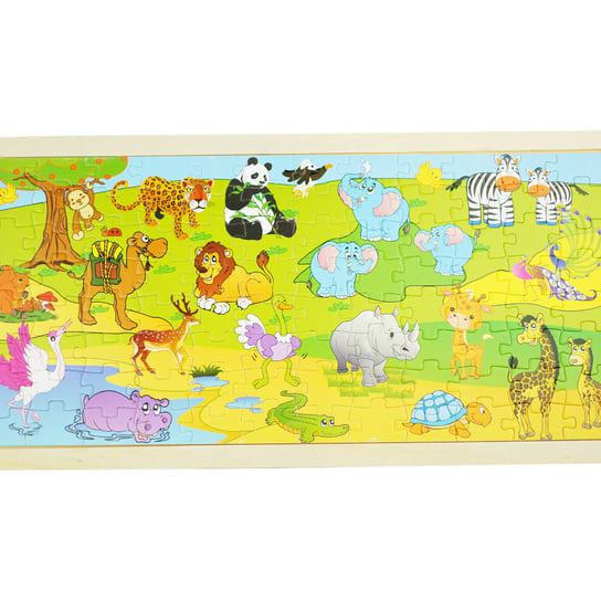 Drewniana kolorowa układanka puzzle Zwierzęta zoo safari KinderSafe