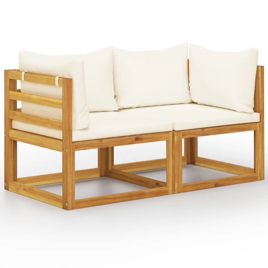 Drewniana ławka 2-osobowa z poduszkami, kolor krem / AAALOE Inna marka