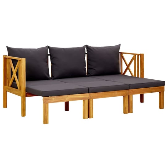 Drewniana ławka akacjowa z poduszkami, 179x66x68,5 Zakito Europe