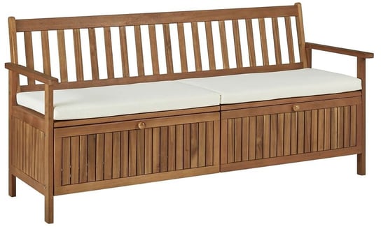 Drewniana ławka ogrodowa ELIOR Canat 2X, brązowa, 84x170x63 cm Elior