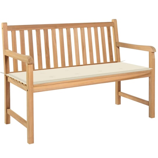 Drewniana ławka ogrodowa tekowa, kremowa poduszka, / AAALOE Inna marka
