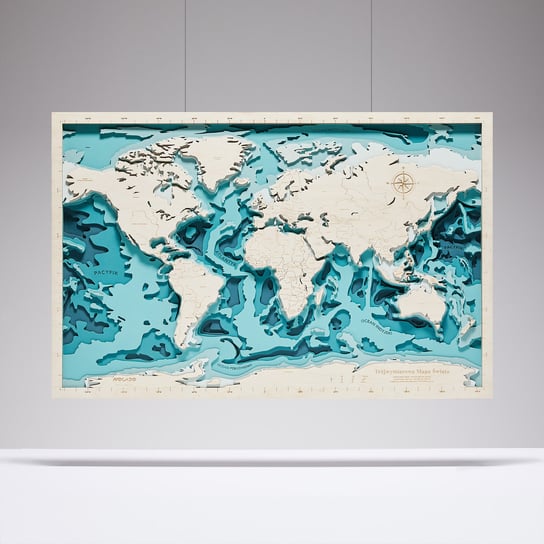 Drewniana Mapa Morska Świat Avocado Pracownia Twórcza