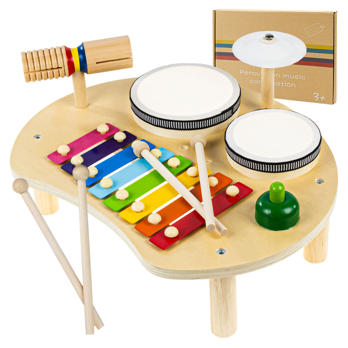 Drewniana Perkusja Dla Dzieci Cymbałki Zabawka Muzyczna Zestaw Muzyczny click4TOYS