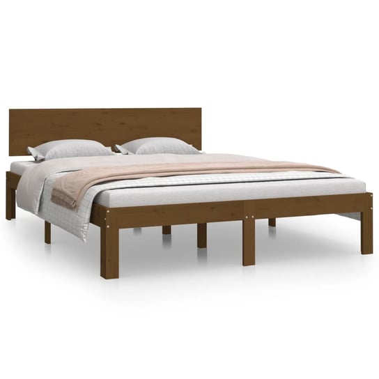 Drewniana rama łóżka 195,5x138,5x69,5 cm, kolor mi Inna marka