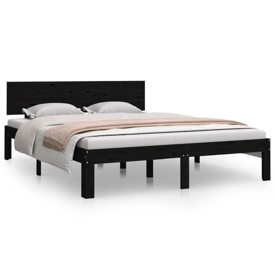 Drewniana rama łóżka - Czarny, 195,5 x 143,5 x 69, Inna marka