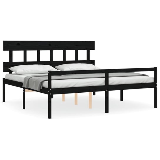 Drewniana rama łóżka seniora, czarna, 205,5x205,5x Inna marka