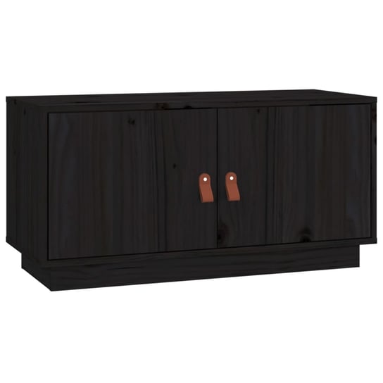 Drewniana szafka pod TV, 80x34x40 cm, czarna / AAALOE Zakito