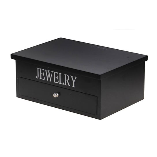 Drewniana szkatułka na biżuterię, czarna, 11x26x19 cm Inna marka