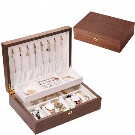Drewniana Szkatułka Na Biżuterię I Zegarki Premium Lilienne