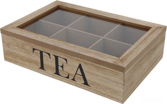 Drewniana szkatułka na herbatę, 6 przegródek, 6x16x24 cm Inna marka