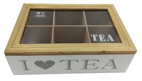 Drewniana Szkatułka Skrzyneczka pudełko na herbatę 6 przegródek kuferek etui organizer Inna marka