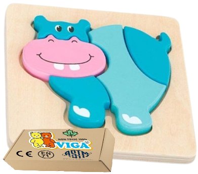 Drewniana Układanka HIPOPOTAM PUZZLE dla niemowląt dzieci 1 2 3 latka lat Viga zabawka montessori PakaNiemowlaka