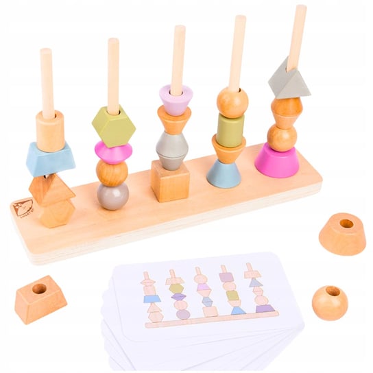 Drewniana Układanka Montessori Nawlekanie Kolorowe Figurki Klocki Kształty Inna marka