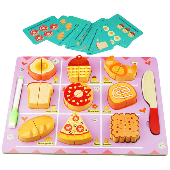 Drewniana układanka puzzle do krojenia na rzep tablica pizza jajko KinderSafe