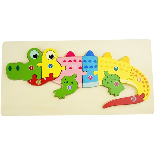 Drewniana układanka puzzle Krokodyl kolorowa KinderSafe