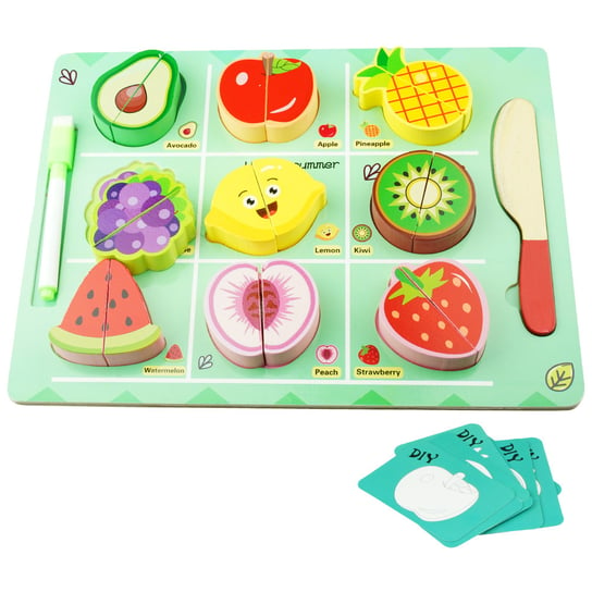 Drewniana układanka puzzle owoce do krojenia na rzep tablica KinderSafe