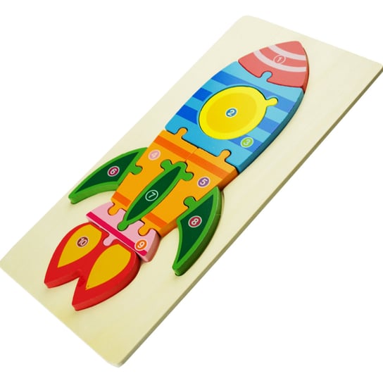 Drewniana układanka puzzle Rakieta kolorowa KinderSafe