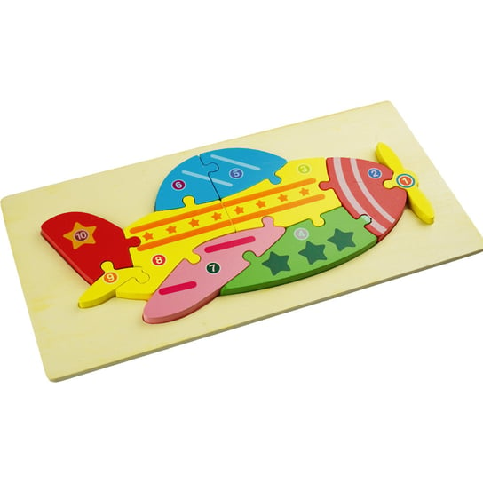 Drewniana układanka puzzle Samolot  kolorowa KinderSafe