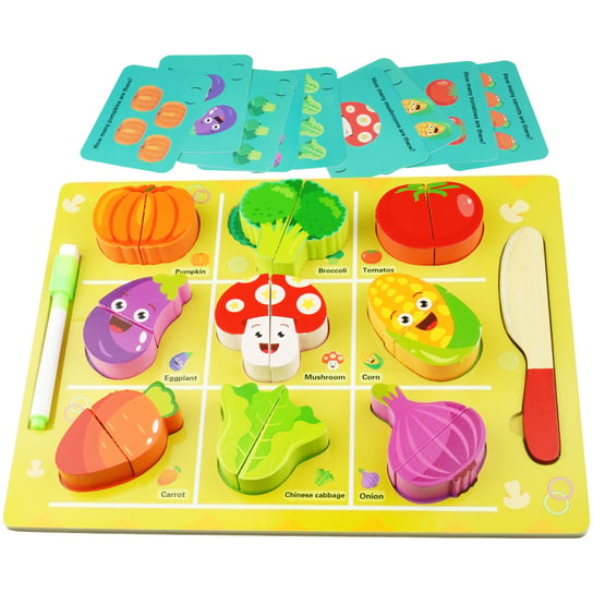 Drewniana układanka puzzle warzywa do krojenia na rzep tablica KinderSafe