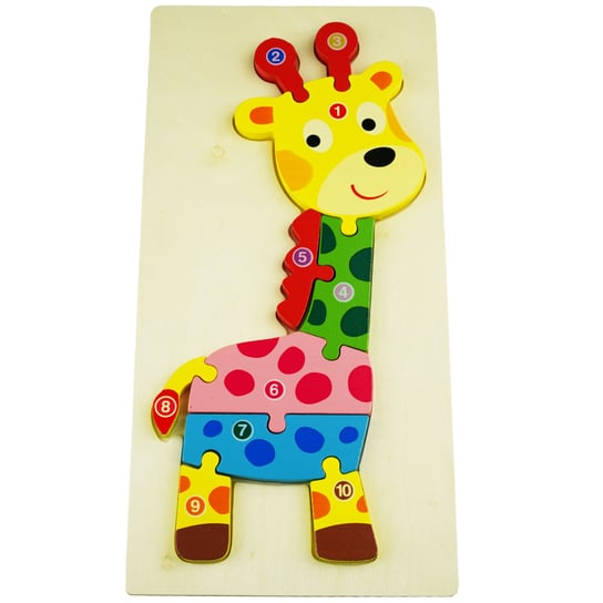 Drewniana układanka puzzle Żyrafa  kolorowa KinderSafe