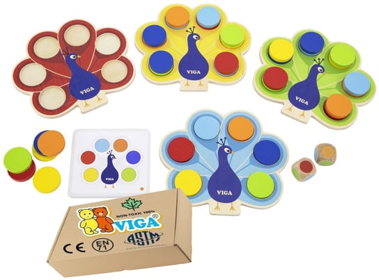 Drewniana Układanka Sensoryczna DOPASUJ KOLORY zabawki rozwojowe montessori Viga 3+ montessori PakaNiemowlaka