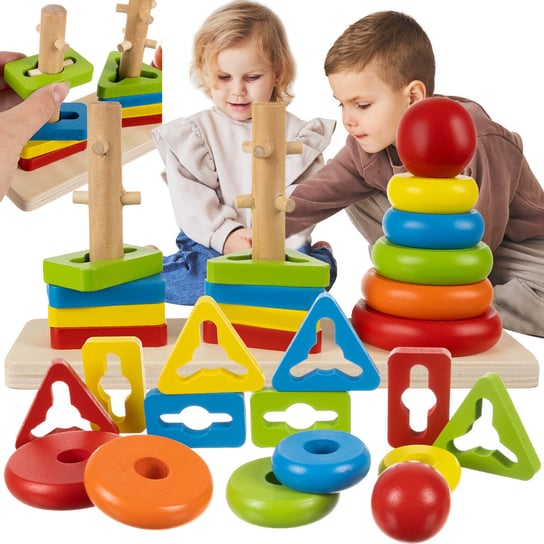 Drewniana Układanka Sorter Edukacyjna Klocki Zabawka na Prezent dla Dzieci Artemis