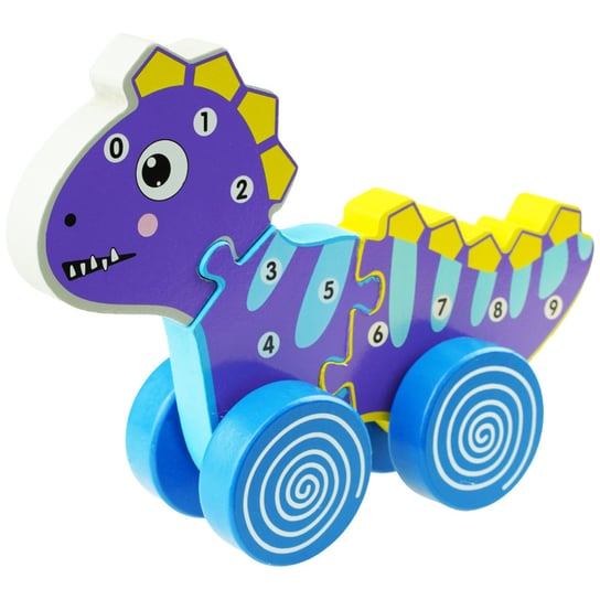 Drewniana zabawka 3D Dinozaur na kółka do ciągnięcia KinderSafe