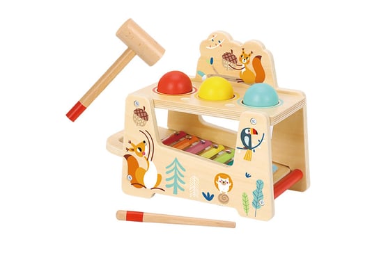 Drewniana Zabawka Dla Dzieci Wbijak Sensoryczny Z Młoteczkiem Cymbałki 2W1 Inna marka