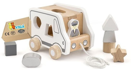 DREWNIANE AUTKO samochodzik SORTER viga zabawki sensoryczne monstessori 24m+ PakaNiemowlaka