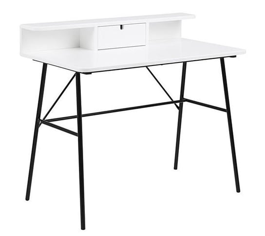 Drewniane biurko ELIOR Aleno, biało-czarne, 55x89x100 cm Elior