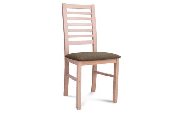 Drewniane bukowe krzesło tapicerowane brązowe siedzisko CLEMATI Konsimo