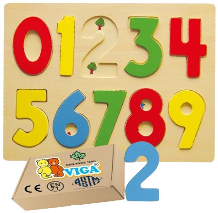 DREWNIANE CYFRY Układanka edukacyjna dla najmłodszych do nauki cyfr liczb Viga 3+ montessori PakaNiemowlaka