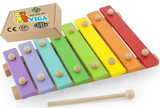 Drewniane CYMBAŁKI dla dzieci Organki dla niemowląt Instrumenty Muzyczne Viga 18m+ montessori PakaNiemowlaka