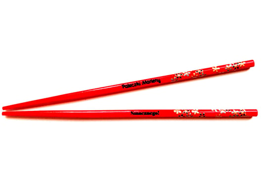 Drewniane Czerwone Pałeczki Do Ryżu Sushi Drewniane Grawer x2 Prezent Inna marka
