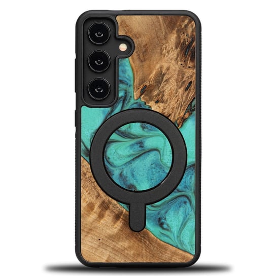 Drewniane etui Bewood Unique - Turquoise do MagSafe do Galaxy A55 5G Samsung