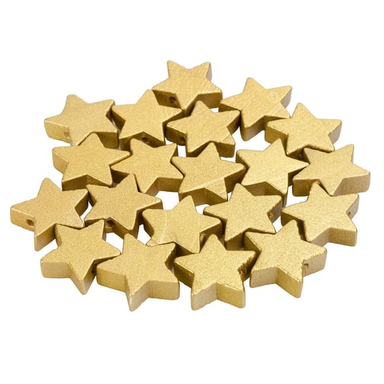 Drewniane gwiazdki dekoracyjne, gwiazda 20mm, złote, zestaw 20szt. RKONIK