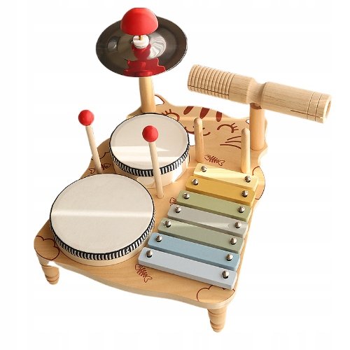 Drewniane Instrumenty Muzyczne Perkusyjne Perkusja Dla Dzieci Bęben Pan i Pani Gadżet