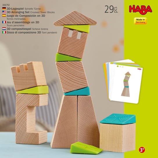 Drewniane klocki 3D Krzywe wieże Haba