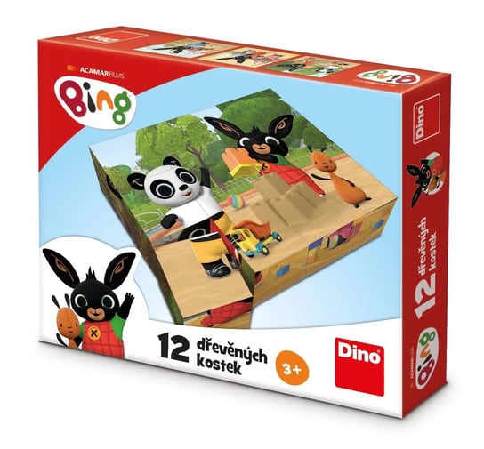 Drewniane klocki dla dzieci 3+ układanka puzzle z Bingiem 12 elementów Inna marka