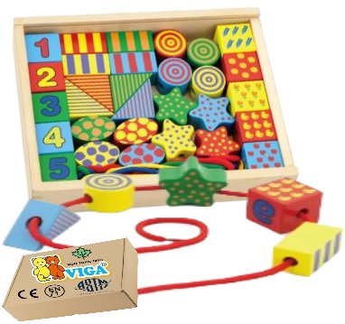 Drewniane KLOCKI DO NAWLEKANIA zabawki sensoryczne pomoce dydaktyczne VIGA 3+ zabawka montessori PakaNiemowlaka