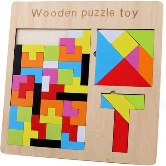 Drewniane Klocki Puzzle Układanka T Tetris Tangram ISO TRADE Iso Trade