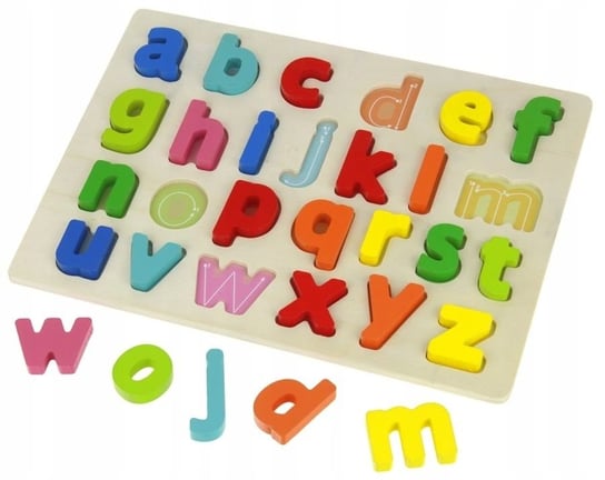 Drewniane literki puzzle układanka alfabet SuperZabaweczki
