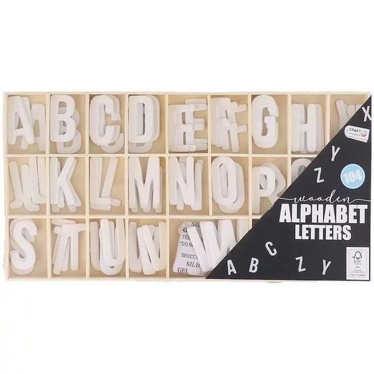 Drewniane litery w pudełku białe zestaw Craft Sensations B.V.