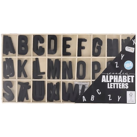 Drewniane litery w pudełku czarne zestaw Craft Sensations B.V.