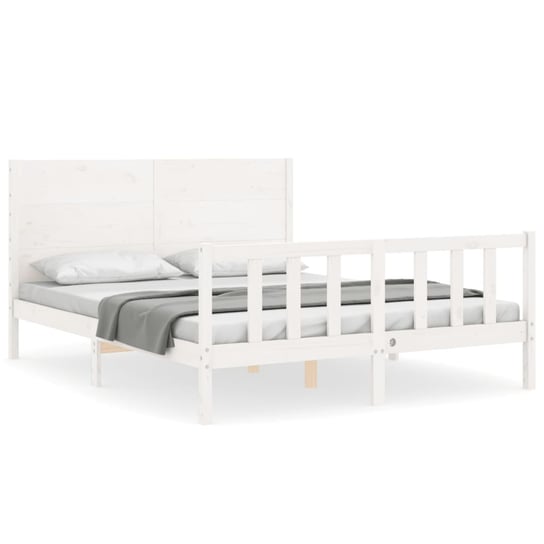 Drewniane łóżko białe 205,5x165,5x100 cm / AAALOE Inna marka